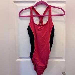 Nike Pink and Black One Piece Swimwear Racerback